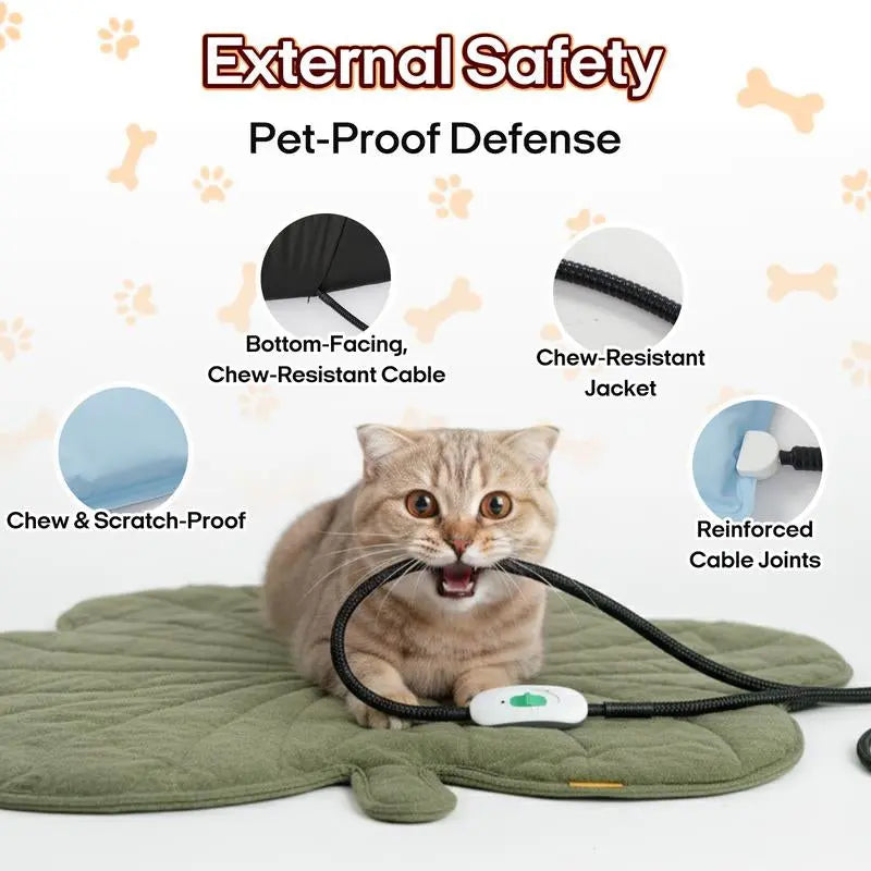 Vagascape Heated Pet Pad for Dogs & Cats – 7-Layer Safety Design, Auto Overheat Protection, Chew-Resistant Cord, Waterproof & Machine Washable, Ideal for Indoor & Outdoor Use Shaped Beds
