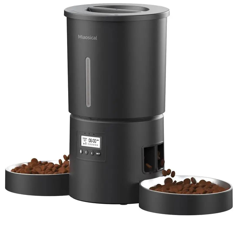 Miaoscal Dual Cat Automatic Feeder, 4.2L Smart Food Dispenser with Timer, Portion Control & Voice Recording