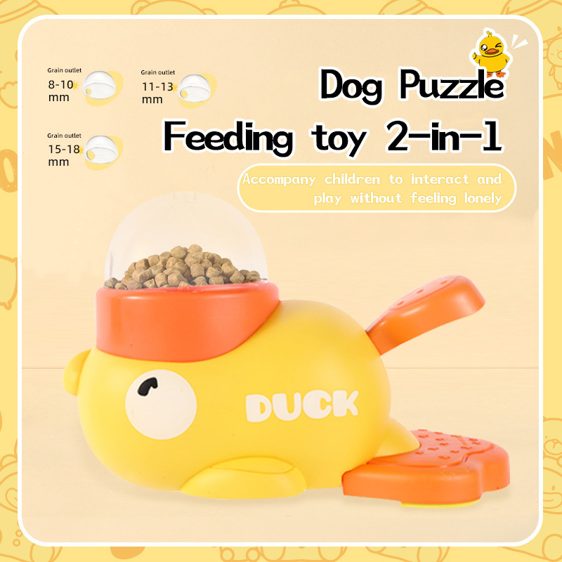 Dog Puzzle Feeder Interactive Pet Food Treat Dispenser Cartoon Duck Design Anti-slip Pets Automatic Feeder Toys For Dog Training Pet Products