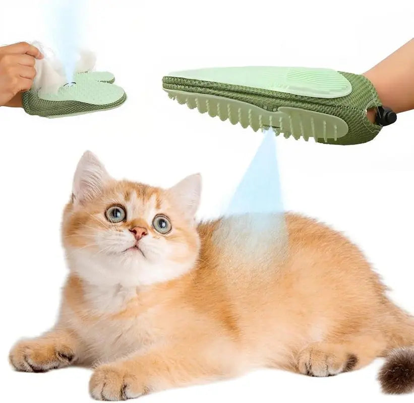 Steam Grooming Mitt for Pets – 4-In-1 De-Shedding, Misting, Cleaning & Massaging Glove for Cats and Dogs, Silicone Tips, Breathable Comfort, Wet and Dry Use