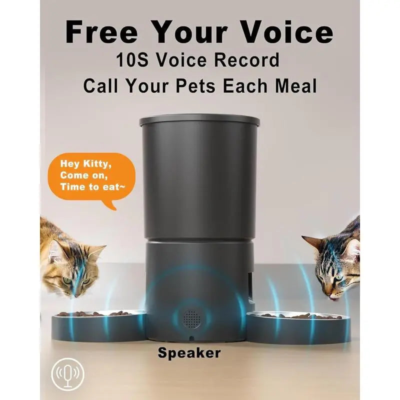 Miaoscal Dual Cat Automatic Feeder, 4.2L Smart Food Dispenser with Timer, Portion Control & Voice Recording
